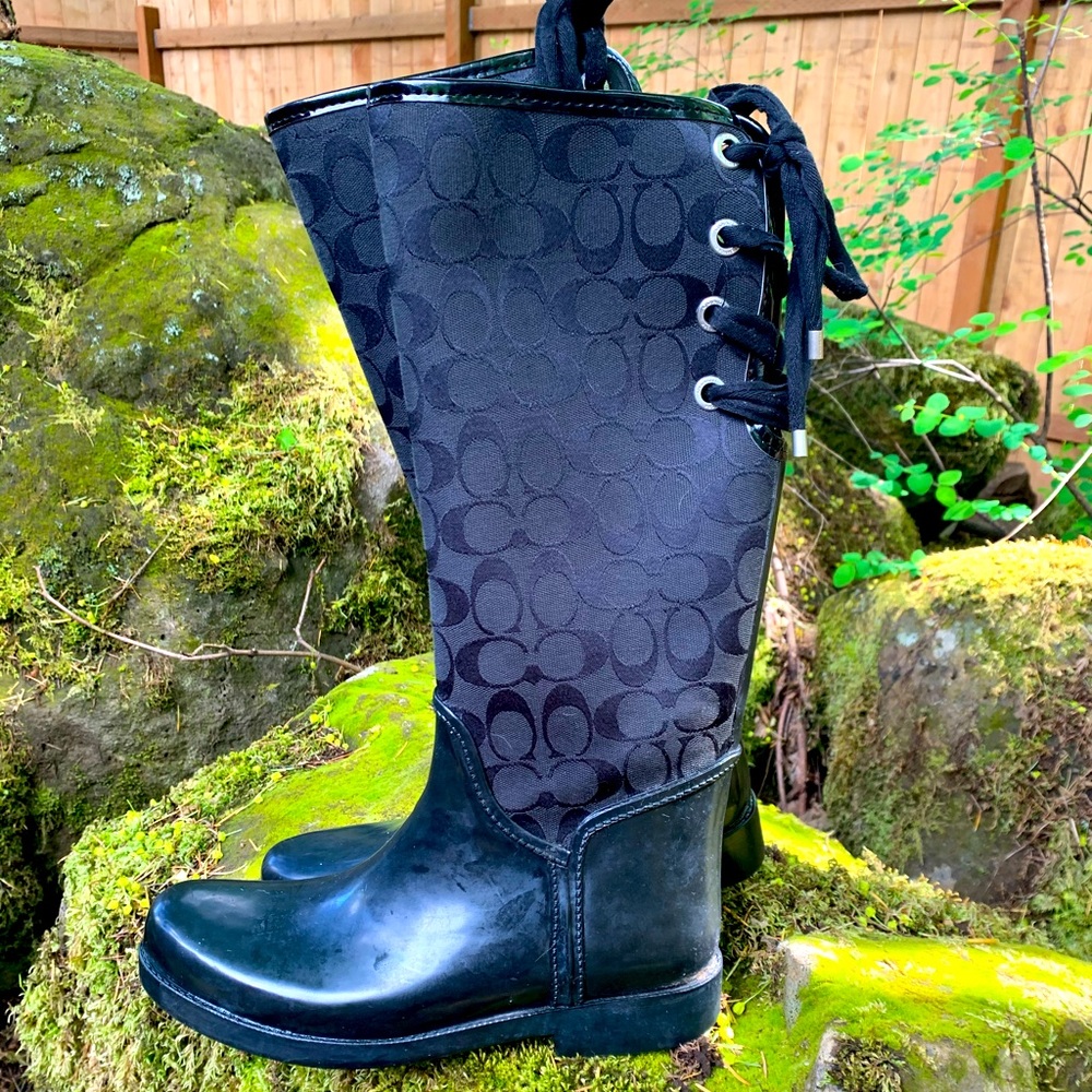 Coach logo tristee rain boots 10 US 40 EU black